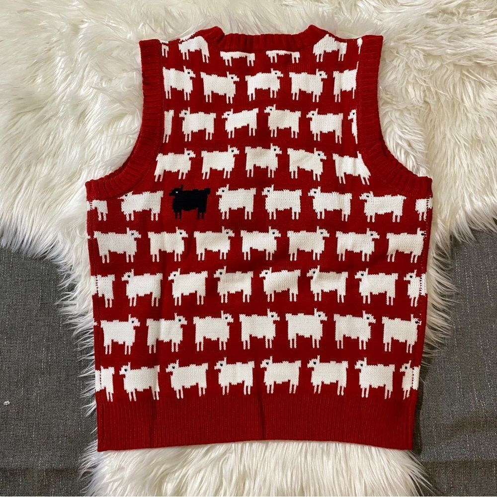 BLACK SHEEP RED VEST INSPIRED PRINCESS DIANA SWEATER - Picture 8 of 9